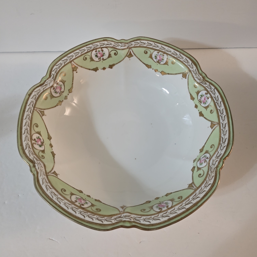 Antique Nippon Moriage Handpainted Serving Bowl